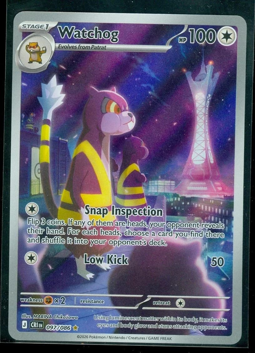 Pokemon Watchog 097/086 - Chaos Rising - Illustration Rare - Near Mint - Image 1