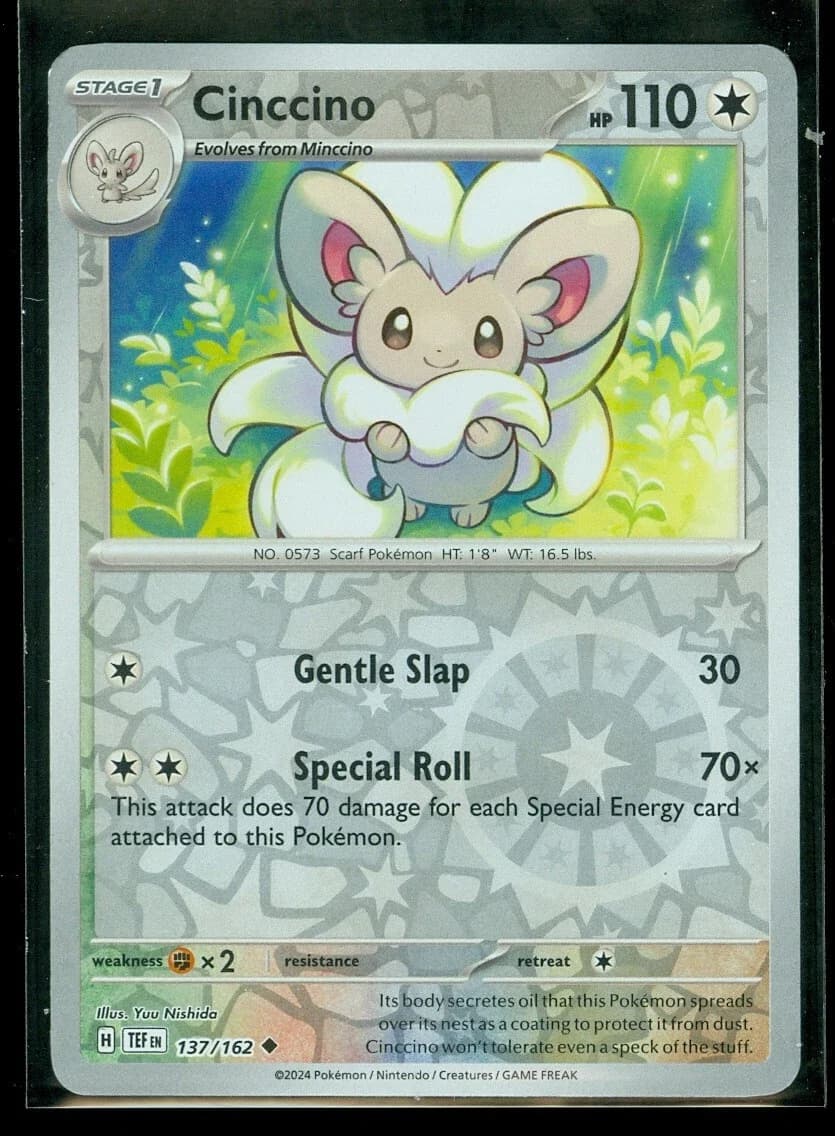 Pokemon Cinccino 137/162 - Temporal Forces - Reverse Holo - Near Mint - Image 1