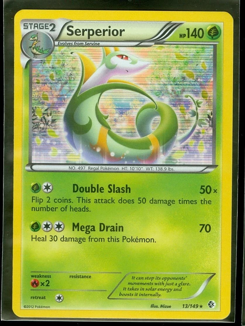 Pokemon Serperior 13/149 - Boundaries Crossed - Rare - Holo - Moderately Played - Image 1