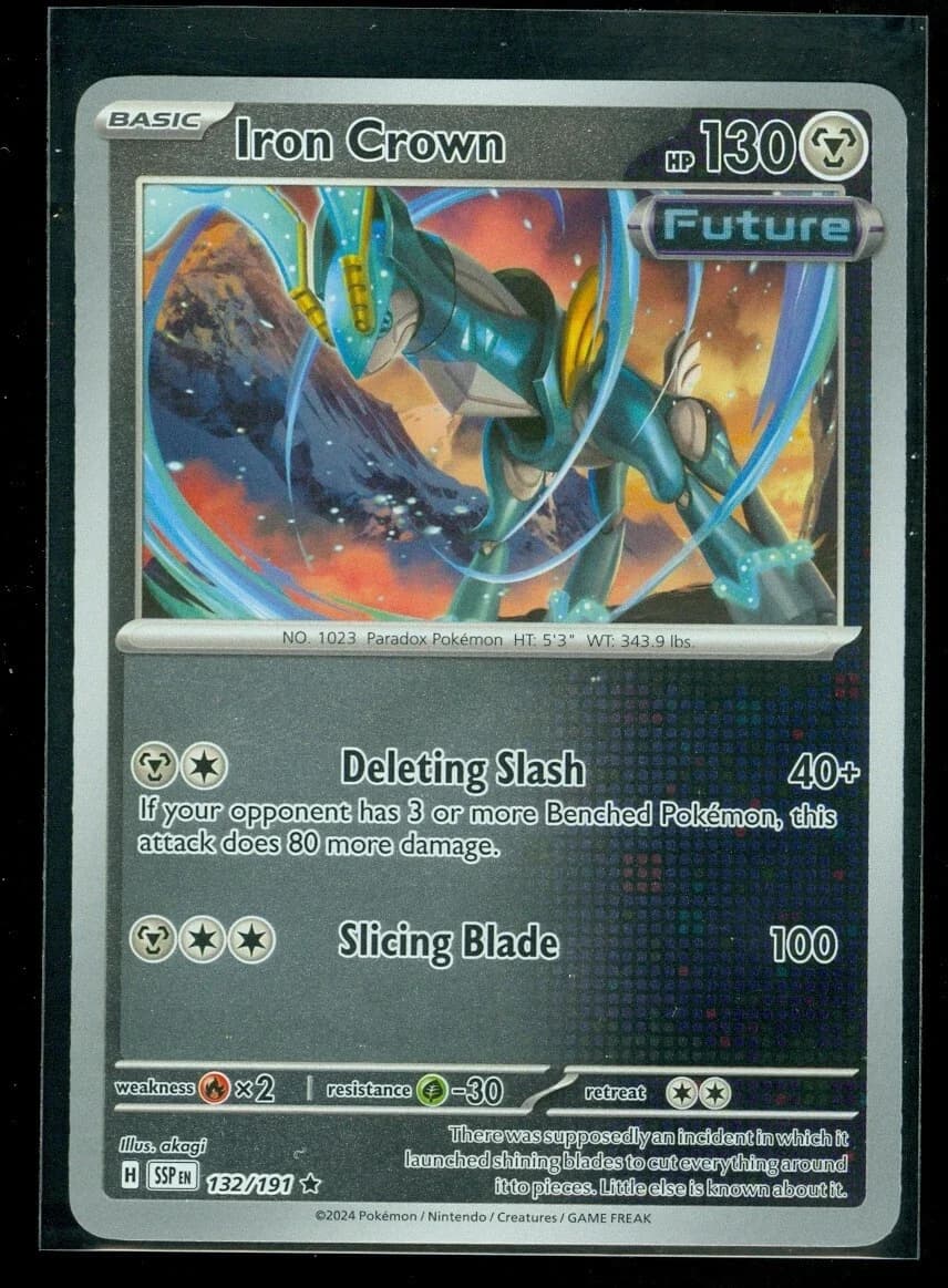 Pokemon Iron Crown 132/191 - Surging Sparks - Rare - Reverse Holo - Near Mint - Image 1