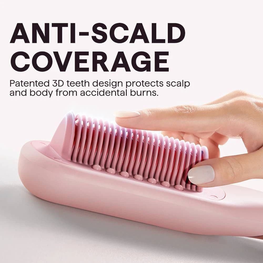 Wavytalk 395 Pro Steam Hair Straightener Brush - Pink - Image 4
