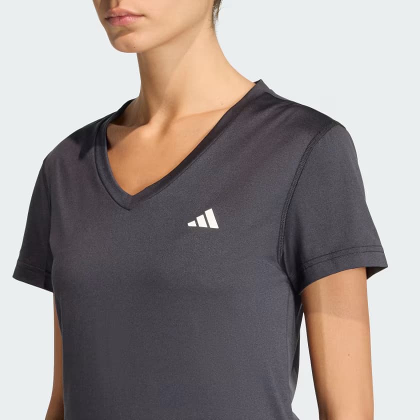 adidas Women's Workout Essentials V-Neck T-Shirt - Black - Size XL - Image 5