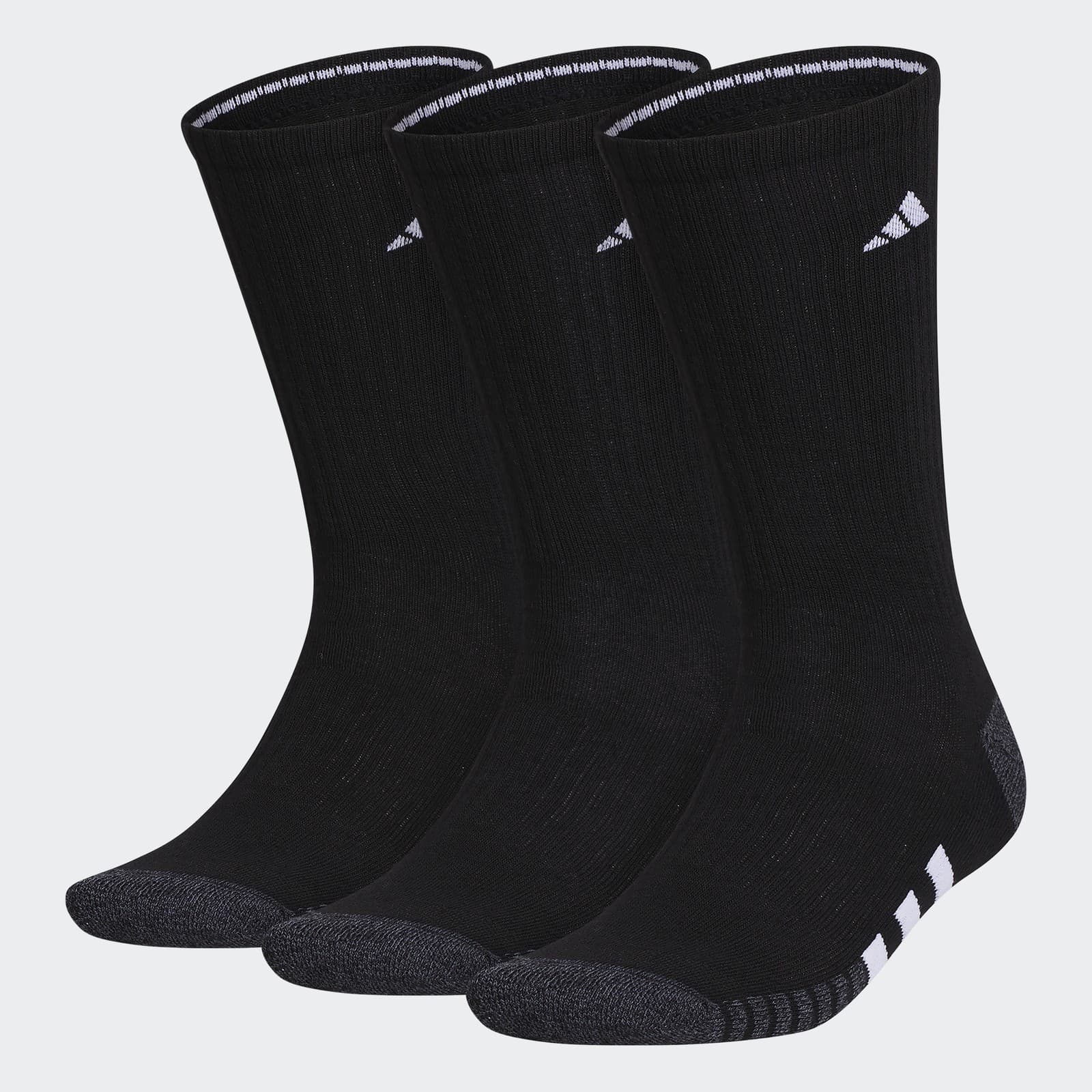 adidas Men's Cushioned Crew Socks 3 Pairs - Black/Onix/White - Size L - Image 1