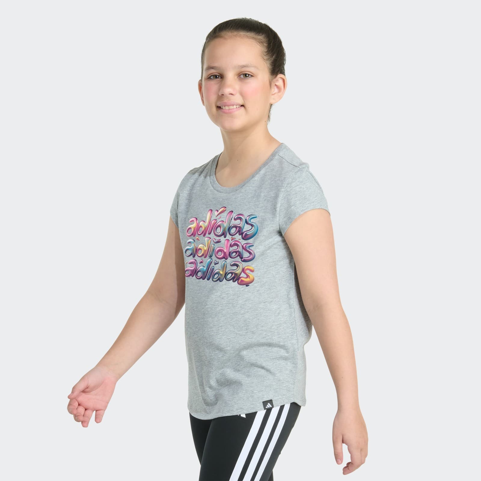 adidas Kids' HTR ESSENTIAL TEE LLC - Medium Grey Heather - Size L - Image 1