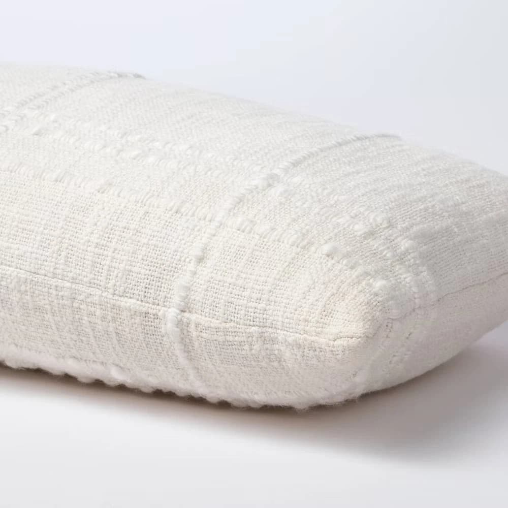 Bed Lumbar Texture Tonal Plaid Decorative Throw Pillow Off White - Threshold - Image 4