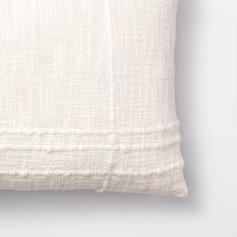 Bed Lumbar Texture Tonal Plaid Decorative Throw Pillow Off White - Threshold - Image 3