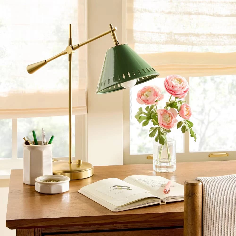 Hinge Desk Table Lamp Green/Brass - Hearth & Hand with Magnolia - Image 3