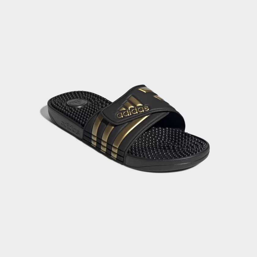 adidas Men's Adissage Slides - Core Black/Gold Metallic - Size 6 - Image 5