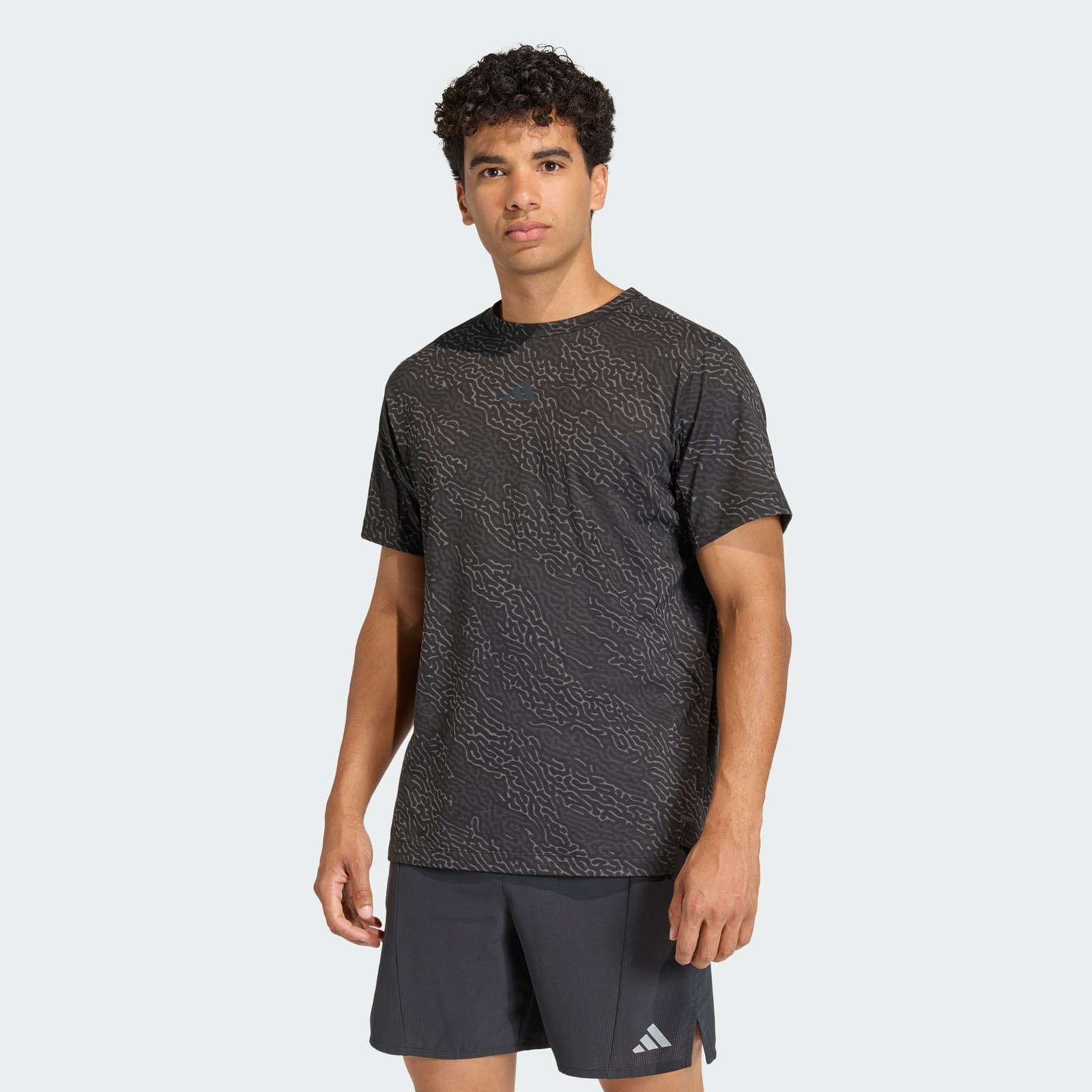 adidas Men's D4T PrimeLift Aop T-Shirt - Black/Grey Five - Size L - Image 1