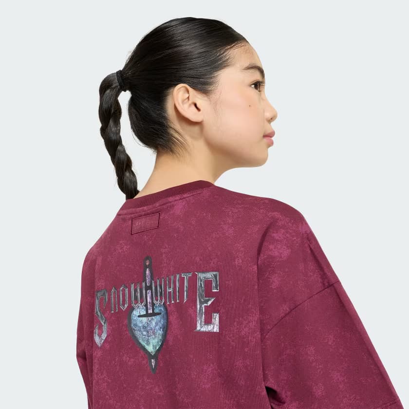 adidas Kids' DISNEY VILLAINS OVERSIZED WASHED GFX TEE - Maroon - Size XS - Image 5