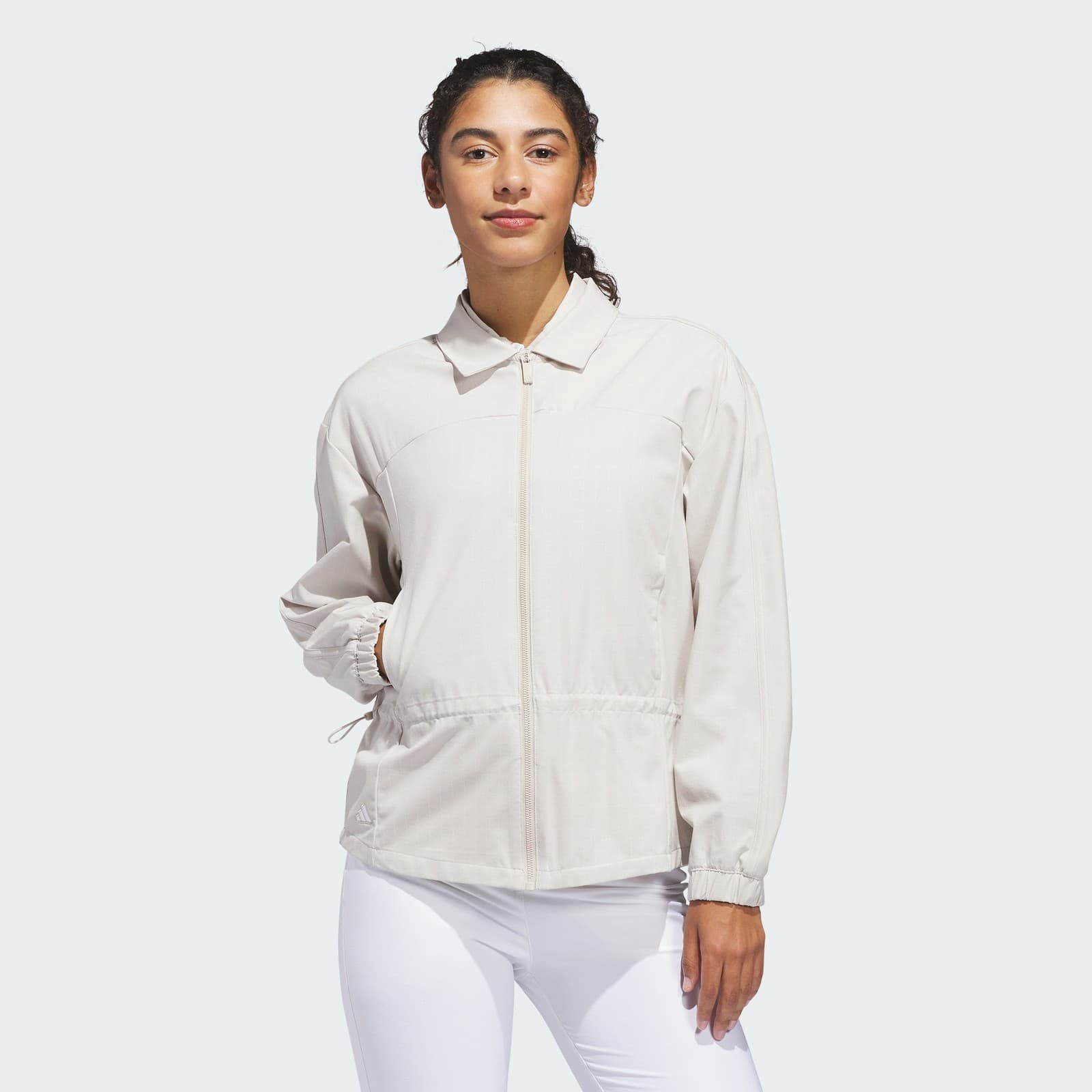adidas Women's ULTIMATE365+ PEPLUM GRID JACKET - Beige - Size M - Image 1