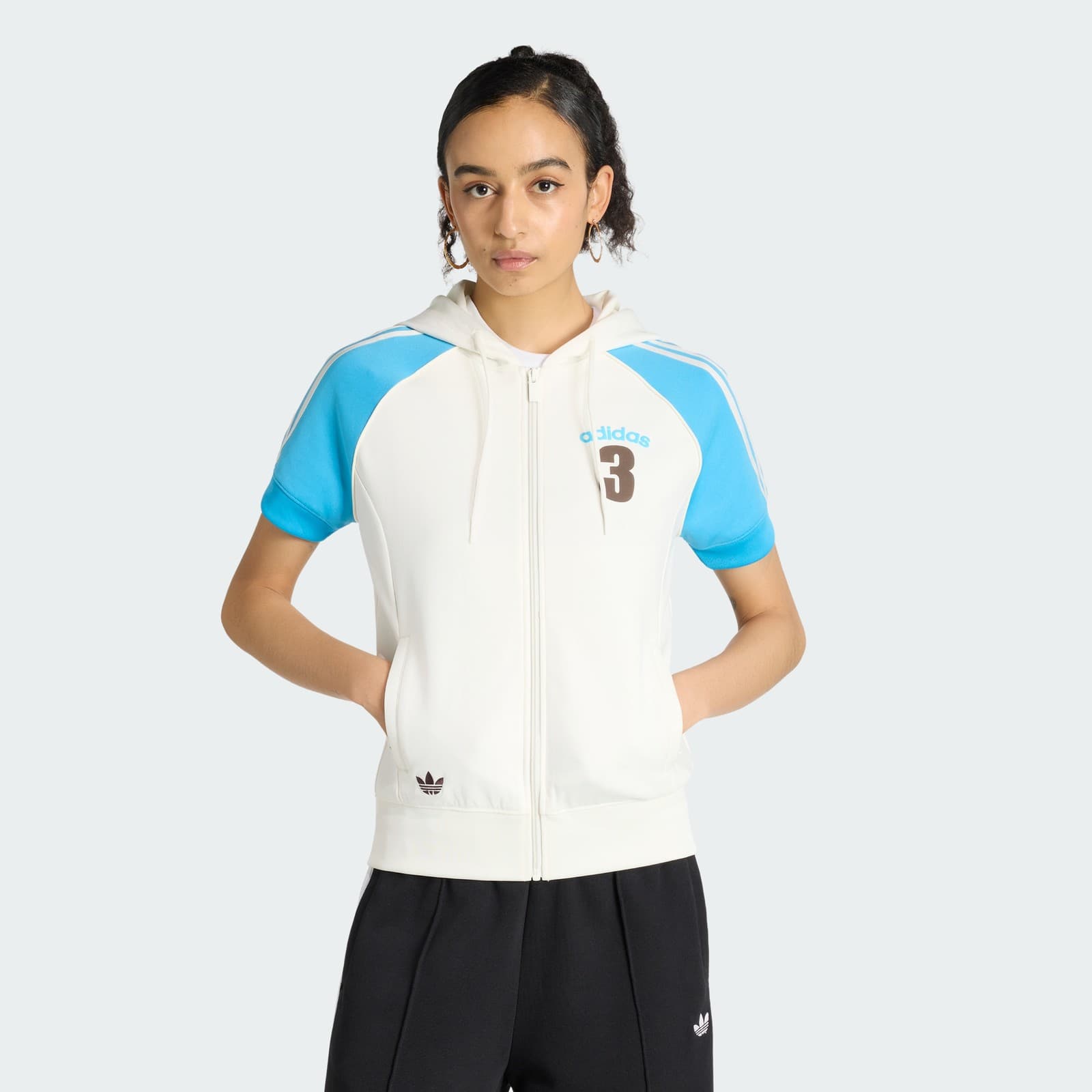 adidas Women's VINTAGE SUPERSTAR TRACK TOP - Off White/App Sky Rush - Size 2XL - Image 1