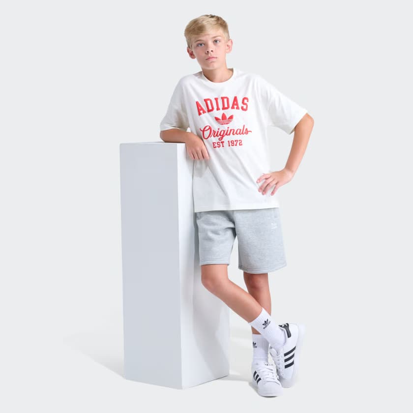 adidas Kids' ESS OG HTR FLC SHORT - Medium Grey Heather - Size S - Image 5