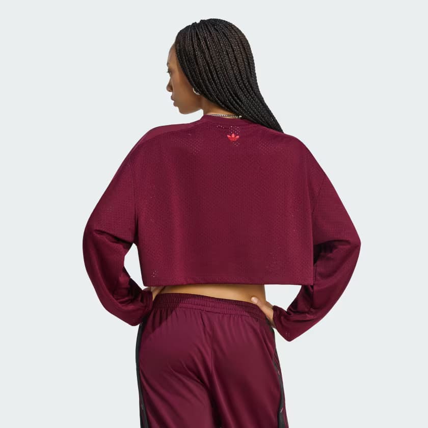 adidas Women's CROPPED FEM HOCKEY JERSEY - Maroon - Size M - Image 2