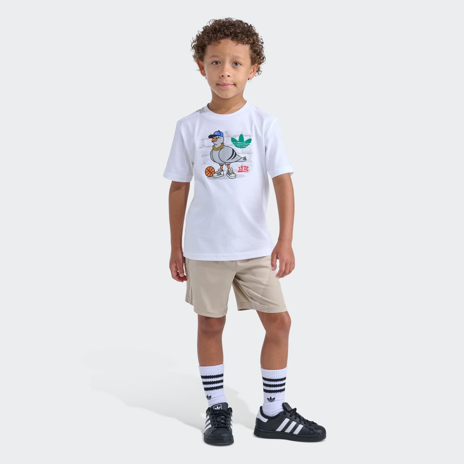 adidas Kids' 3S WOVEN SHORT TEE SET - White - Size 5 - Image 1