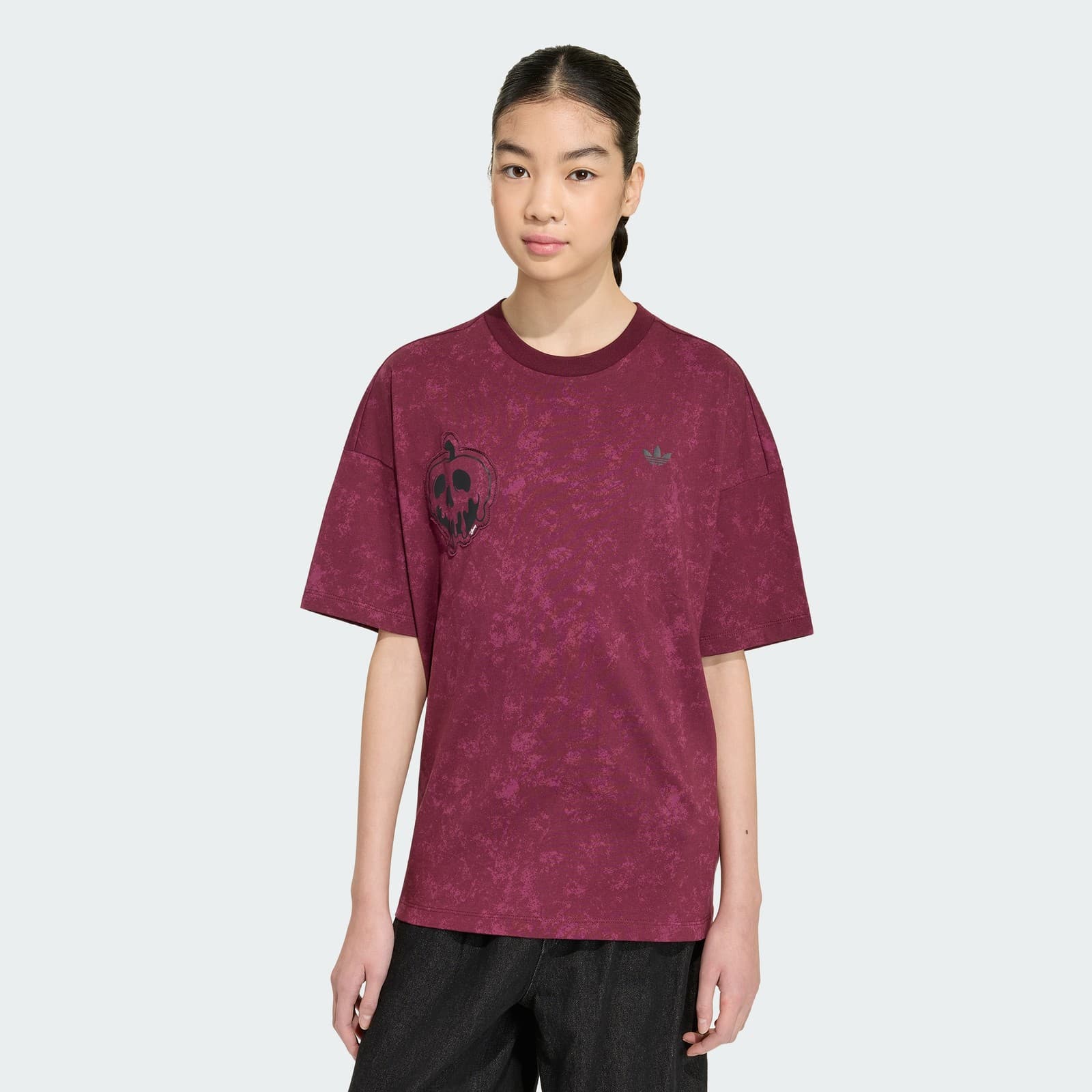 adidas Kids' DISNEY VILLAINS OVERSIZED WASHED GFX TEE - Maroon - Size XS - Image 1