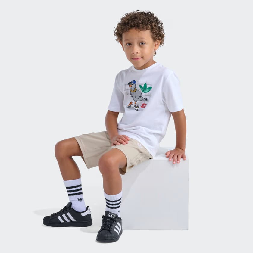 adidas Kids' 3S WOVEN SHORT TEE SET - White - Size 5 - Image 5