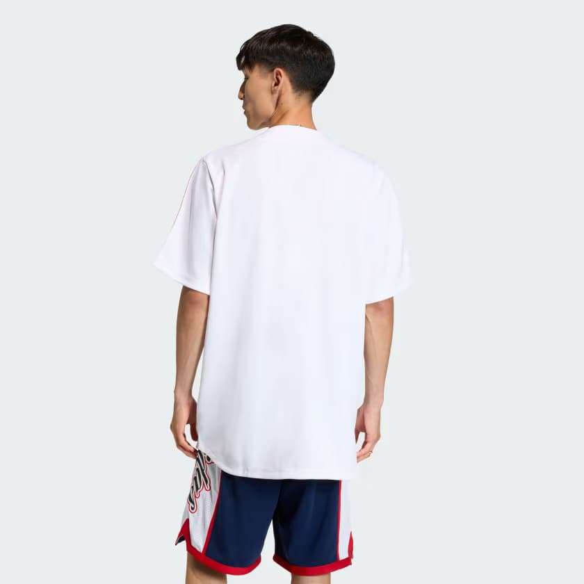 adidas Men's SUMMER LEAGUE VARSITY JERSEY - White/Better Scarlet - Size L - Image 2