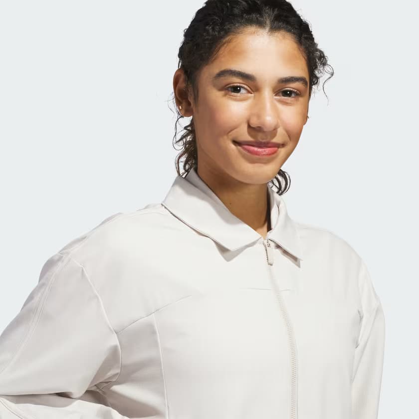 adidas Women's ULTIMATE365+ PEPLUM GRID JACKET - Beige - Size M - Image 5