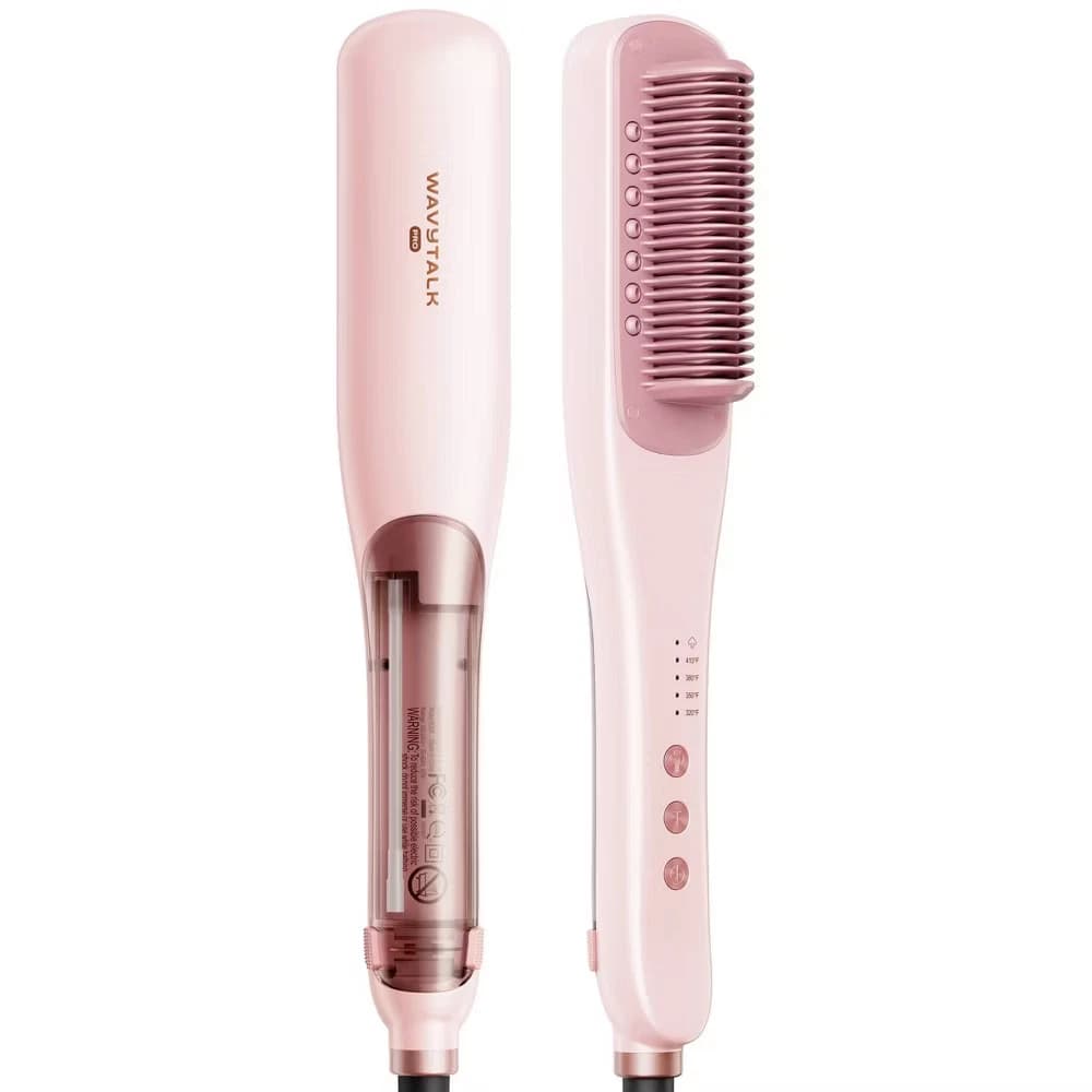 Wavytalk 395 Pro Steam Hair Straightener Brush - Pink - Image 1