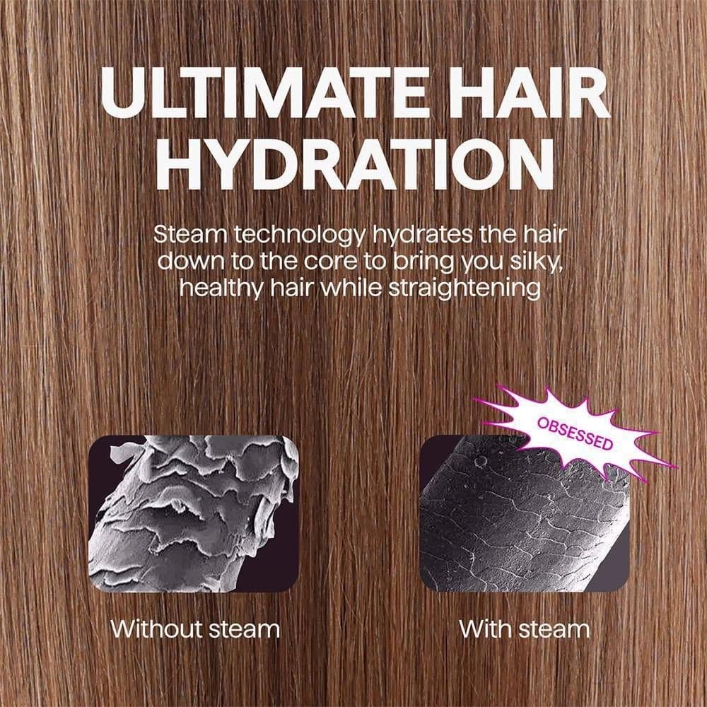 Wavytalk 395 Pro Steam Hair Straightener Brush - Pink - Image 7