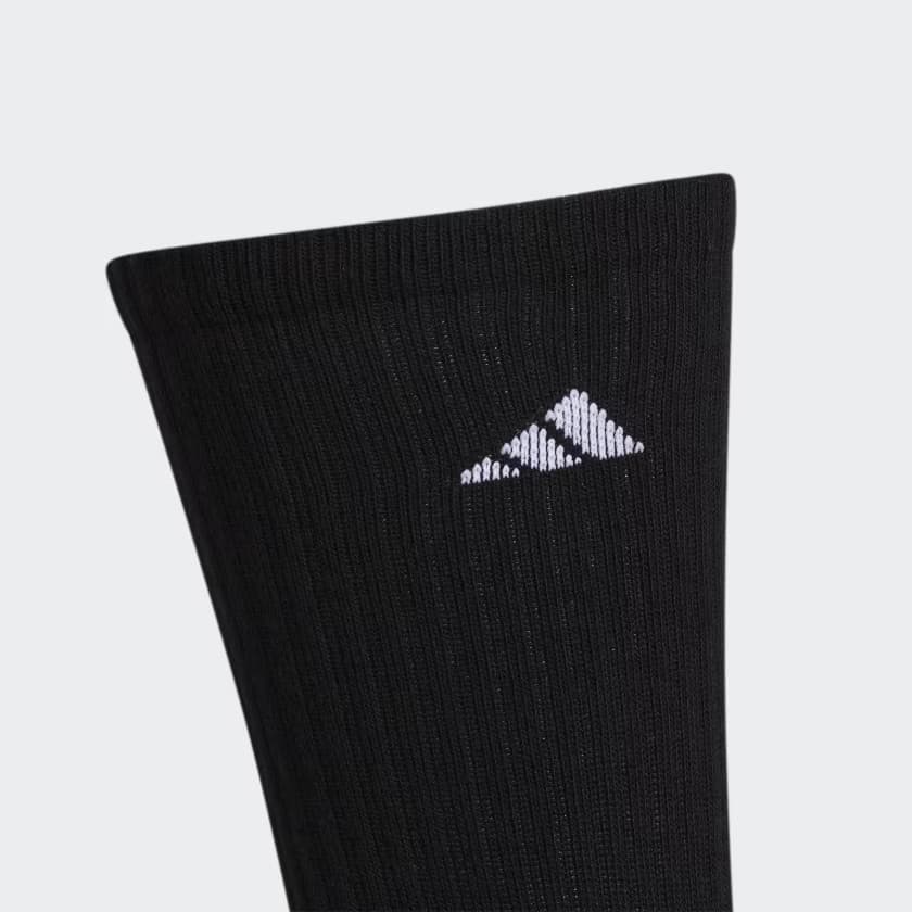adidas Men's Cushioned Crew Socks 3 Pairs - Black/Onix/White - Size L - Image 3