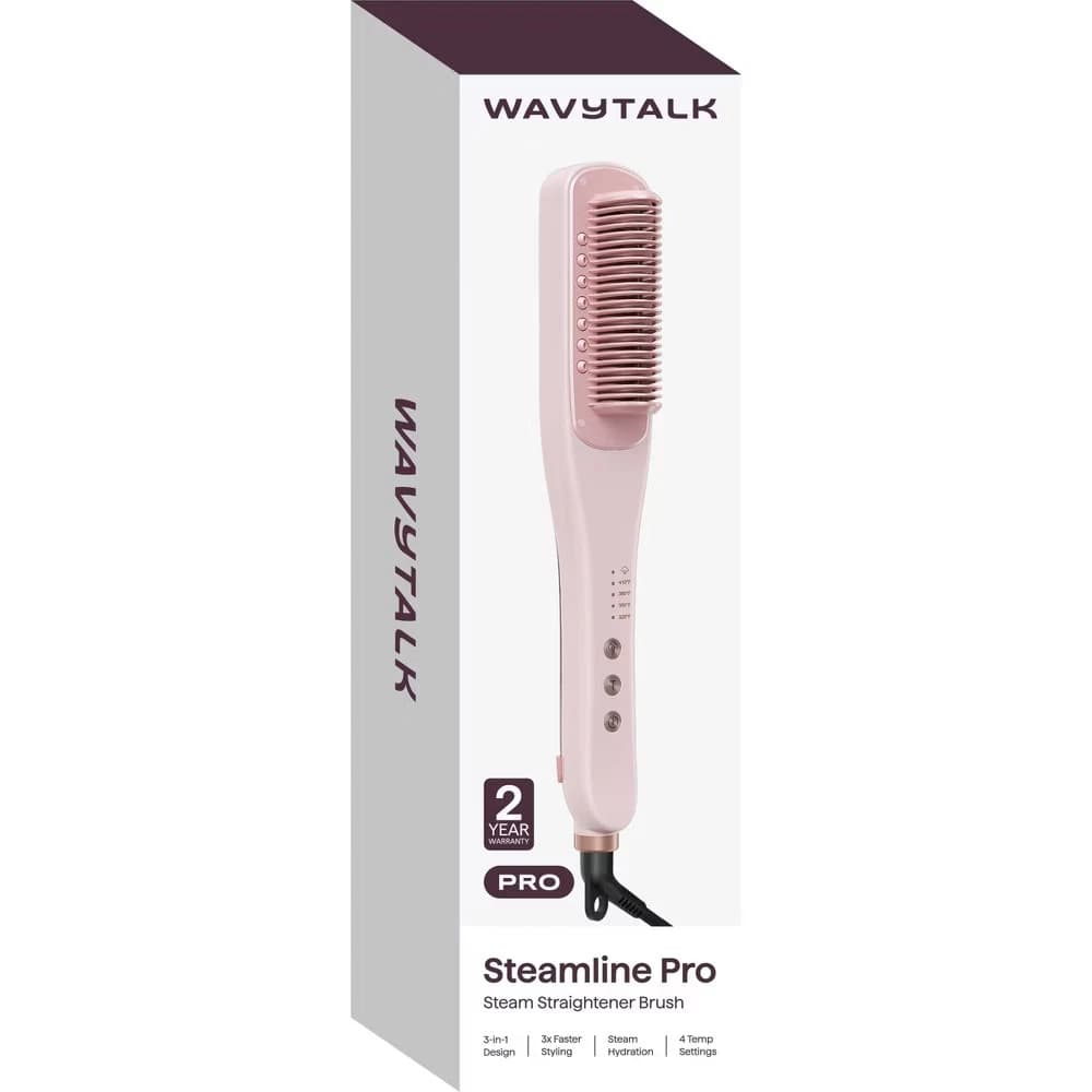 Wavytalk 395 Pro Steam Hair Straightener Brush - Pink - Image 2