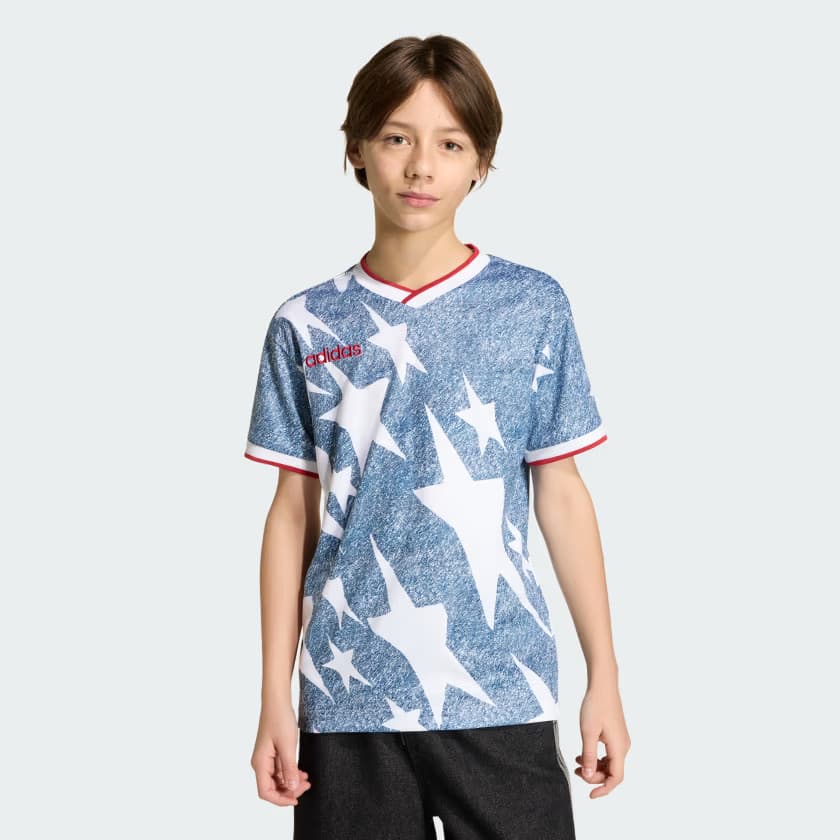 adidas Kids' Denim Graphic Jersey Kids - White/Dark Blue - Size M - Image 3