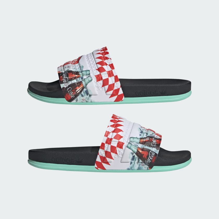 adidas Men's X COCA-COLA ADILETTE SLIDES - Core Black/Cloud White/None - Size 11 - Image 7