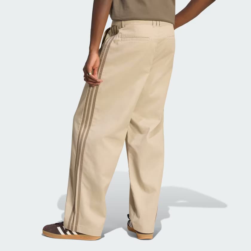 adidas Men's 3 STRIPES PLEATED PANTS - Khaki Three - Size 35 - Image 2