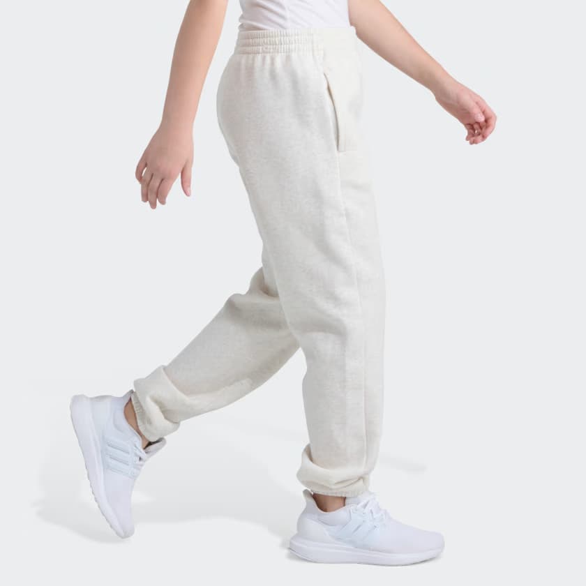 adidas Kids' Elastic Waistband Minimal Logo Loose - Chalk White Melange - Size S - Image 4