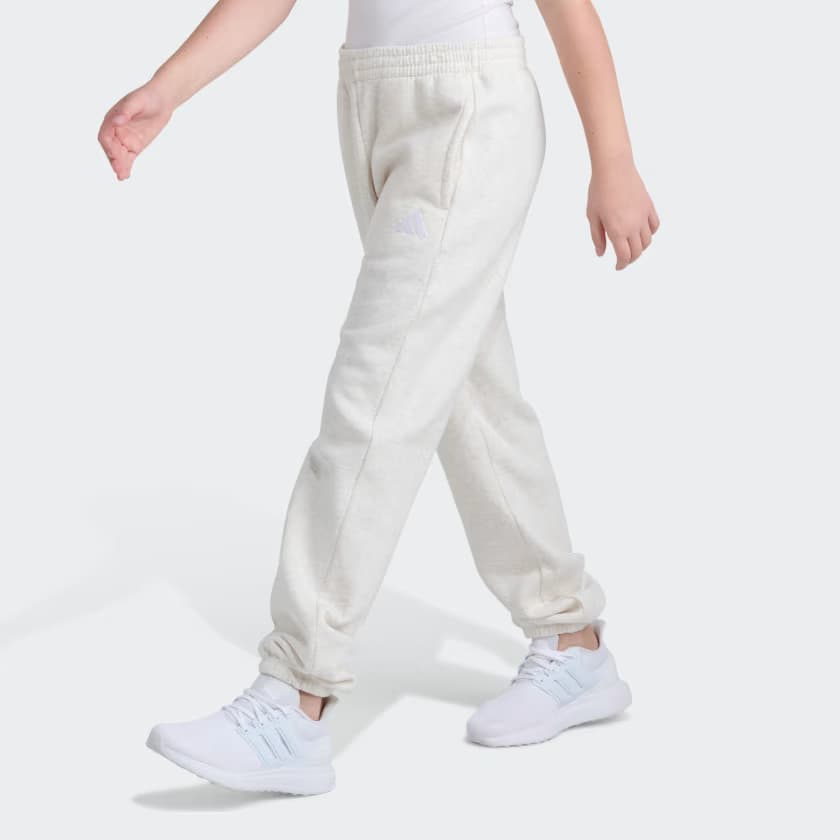 adidas Kids' Elastic Waistband Minimal Logo Loose - Chalk White Melange - Size S - Image 3