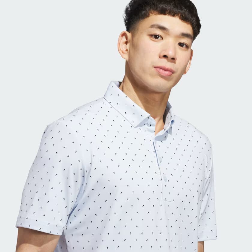 adidas Men's ULTIMATE365+ MICRO PRINT POLO SHIRT - Crystal Sky/Black - Size 2XL - Image 4