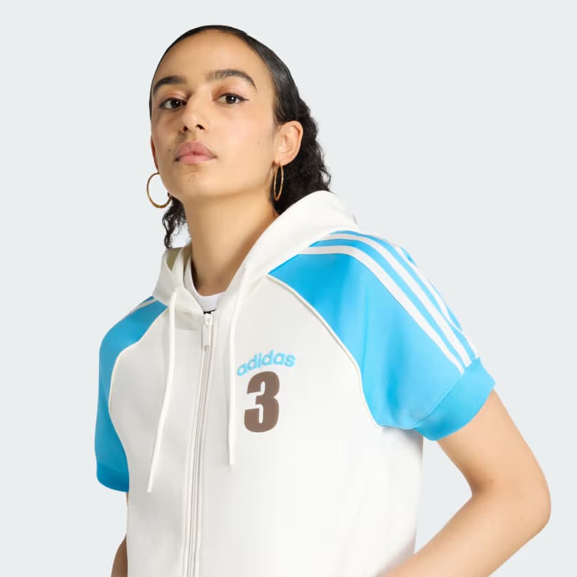 adidas Women's VINTAGE SUPERSTAR TRACK TOP - Off White/App Sky Rush - Size 2XL - Image 4