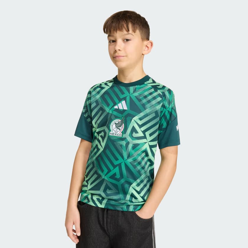adidas Kids' Mexico 26 Home Kids Pre Match Jersey - Aurora Ivy - Size S - Image 3