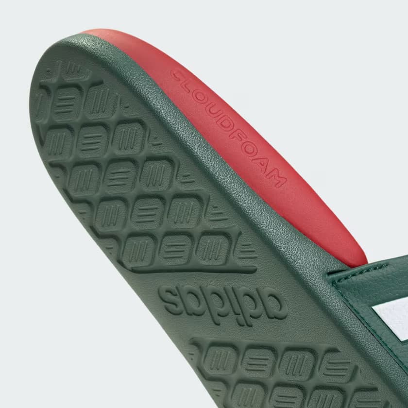 adidas Men's Adilette Comfort Slides - Team Dark Green/Better Scarlet - Size 12 - Image 7