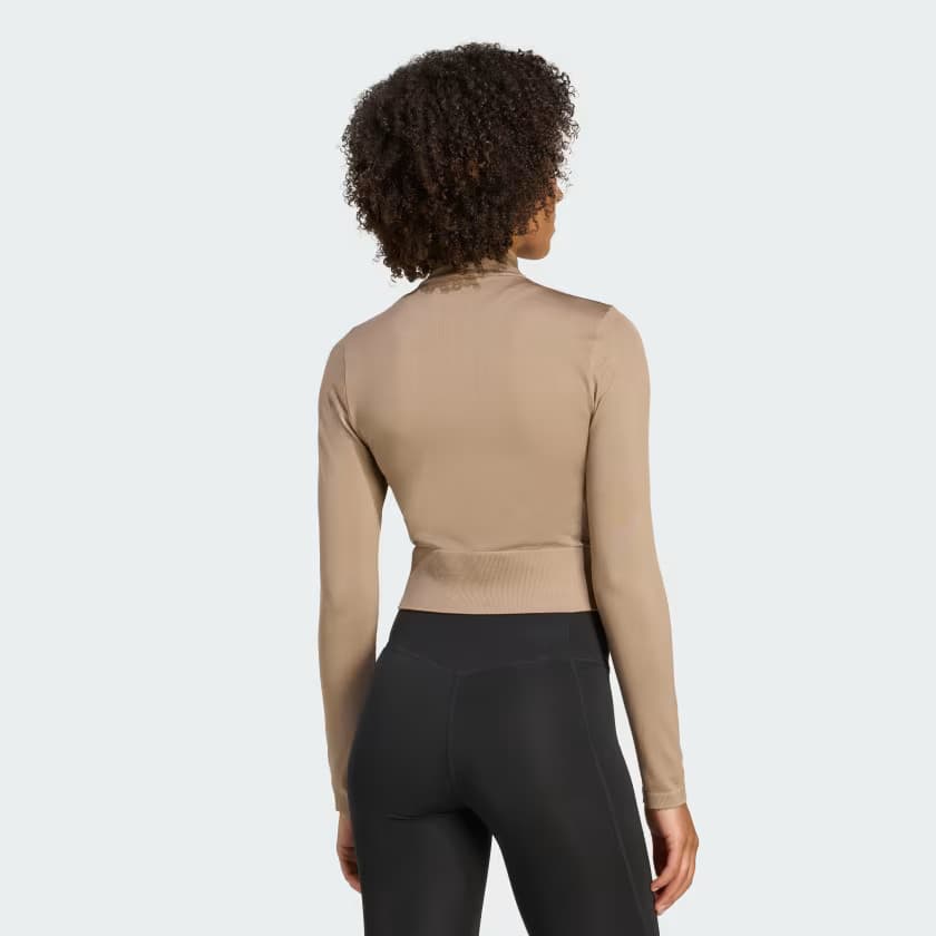 adidas Women's Workout Essentials Full-Zip Knit Jacket - Chalky Brown - Size XL - Image 2