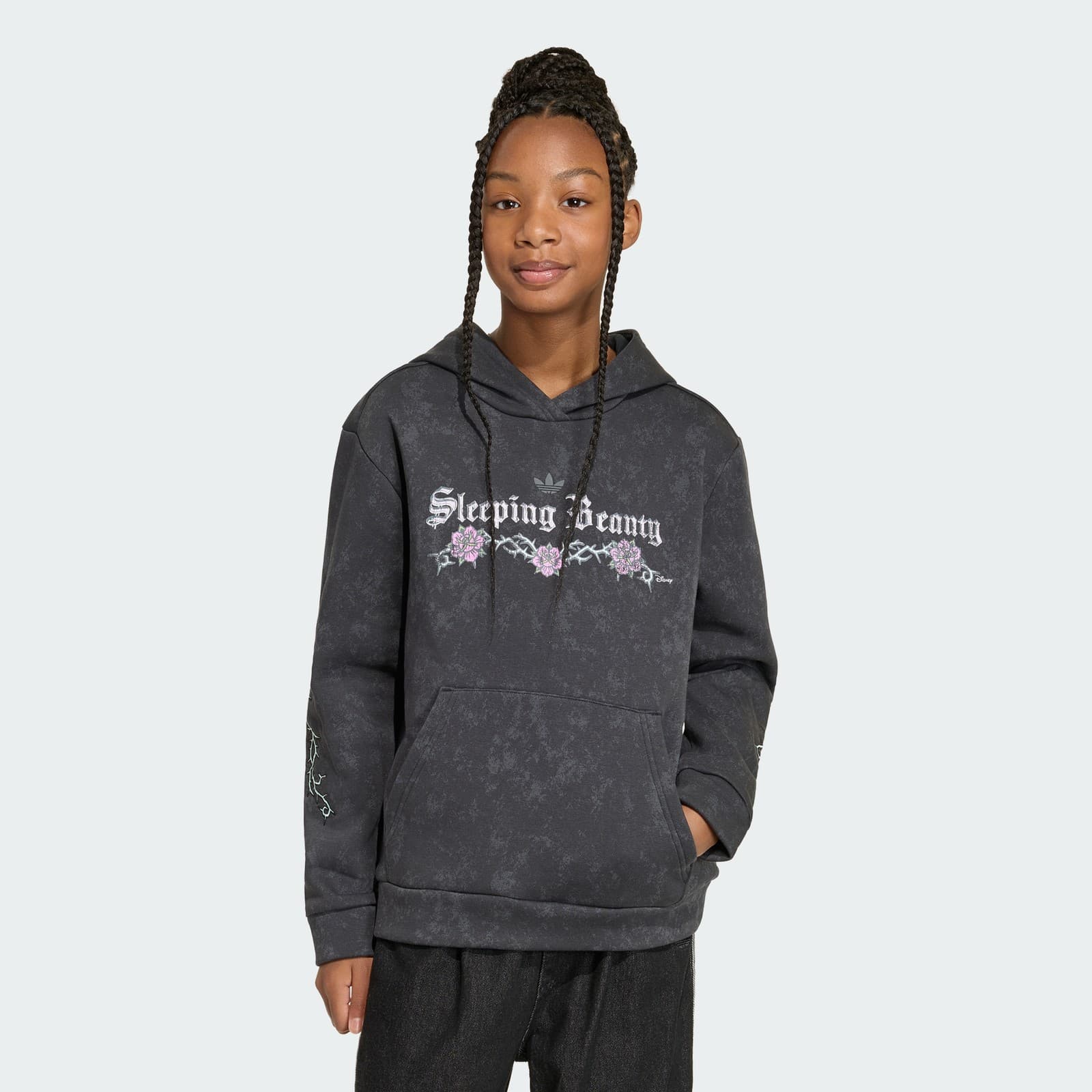 adidas Kids' DISNEY VILLAINS LOOSE WASHED GFX HOODIE - Black - Size L - Image 1