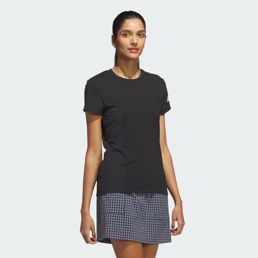 adidas Women's Ultimate365 Tour Engineered Short Sleeve Top - Black - Size M - Image 3