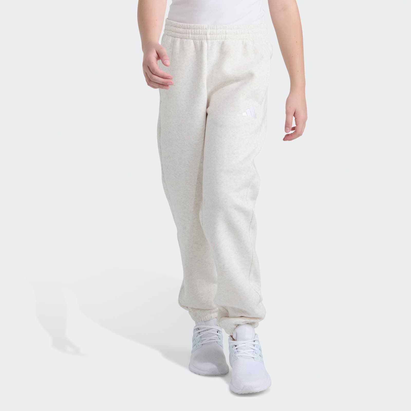 adidas Kids' Elastic Waistband Minimal Logo Loose - Chalk White Melange - Size S - Image 1