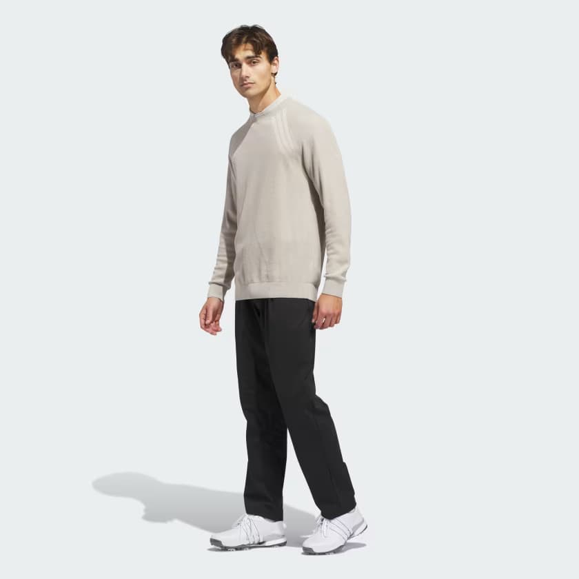 adidas Men's ULTIMATE365 TOUR KNIT CREWNECK Sweatshirt - Beige - Size L - Image 3