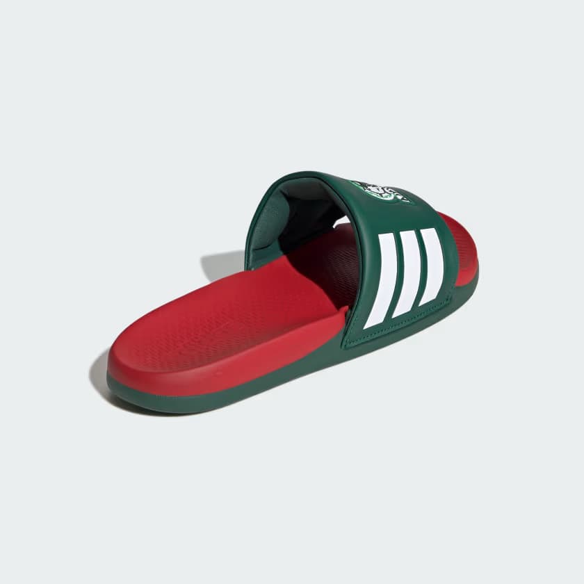 adidas Men's Adilette Comfort Slides - Team Dark Green/Better Scarlet - Size 12 - Image 6