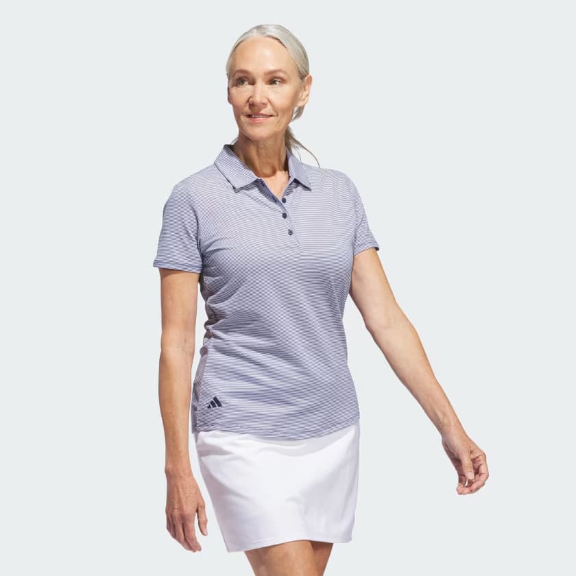 adidas Women's Ottoman Short Sleeve Polo Shirt - Collegiate Navy - Size L - Image 3