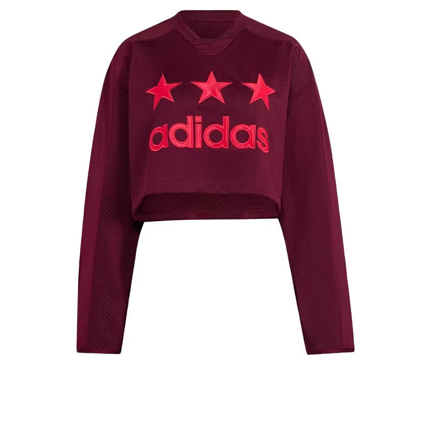 adidas Women's CROPPED FEM HOCKEY JERSEY - Maroon - Size M - Image 6