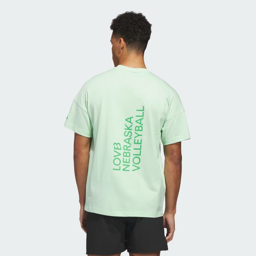 adidas Men's LOVB Nebraska Graphic T-Shirt - Semi Green Spark - Size L - Image 4
