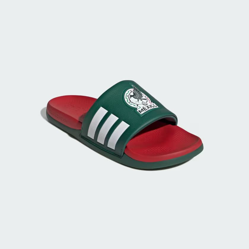 adidas Men's Adilette Comfort Slides - Team Dark Green/Better Scarlet - Size 12 - Image 5