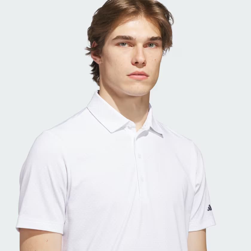 adidas Men's ULTIMATE365+ GO-TO PRINT POLO SHIRT - White/Grey Three - Size XL - Image 4