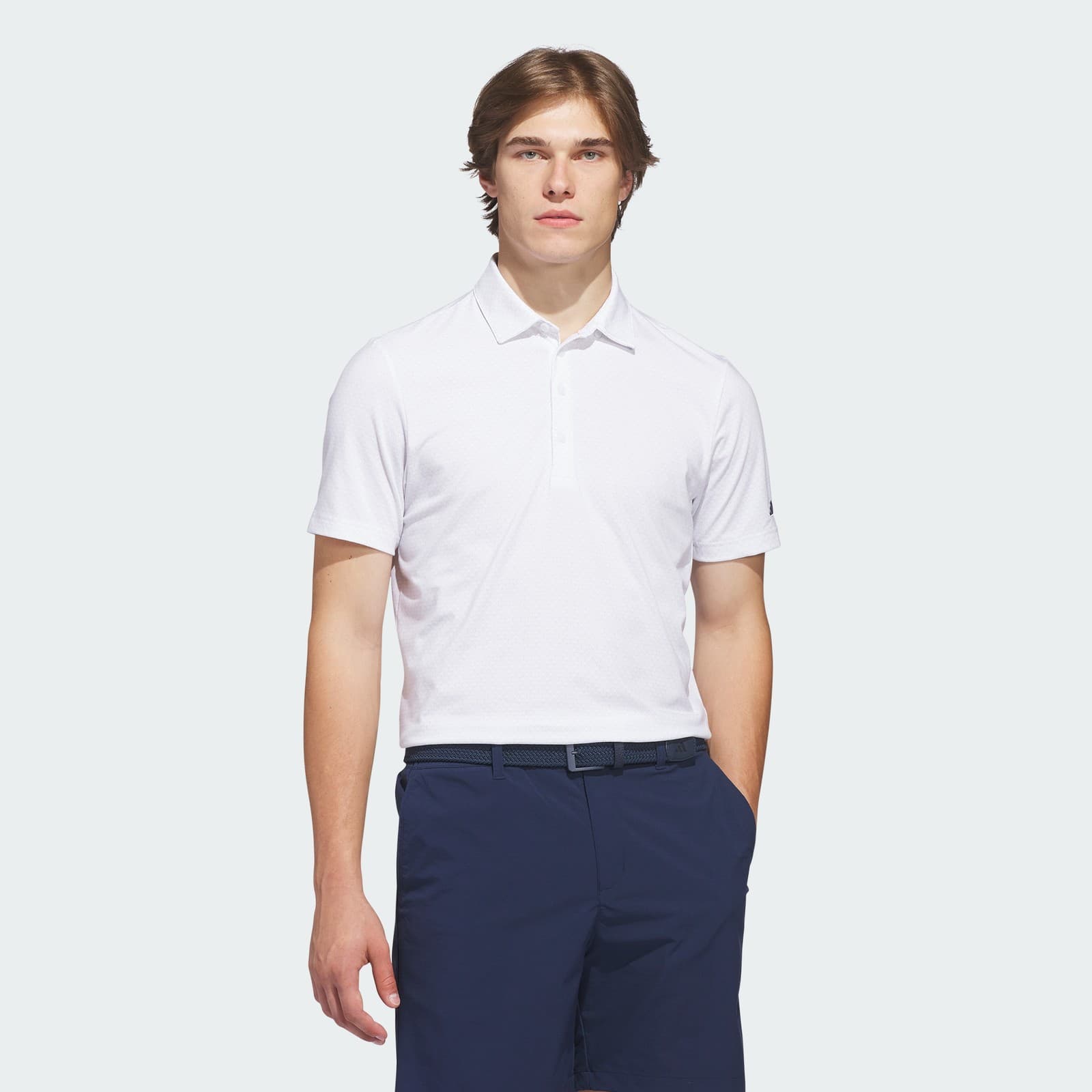 adidas Men's ULTIMATE365+ GO-TO PRINT POLO SHIRT - White/Grey Three - Size XL - Image 1