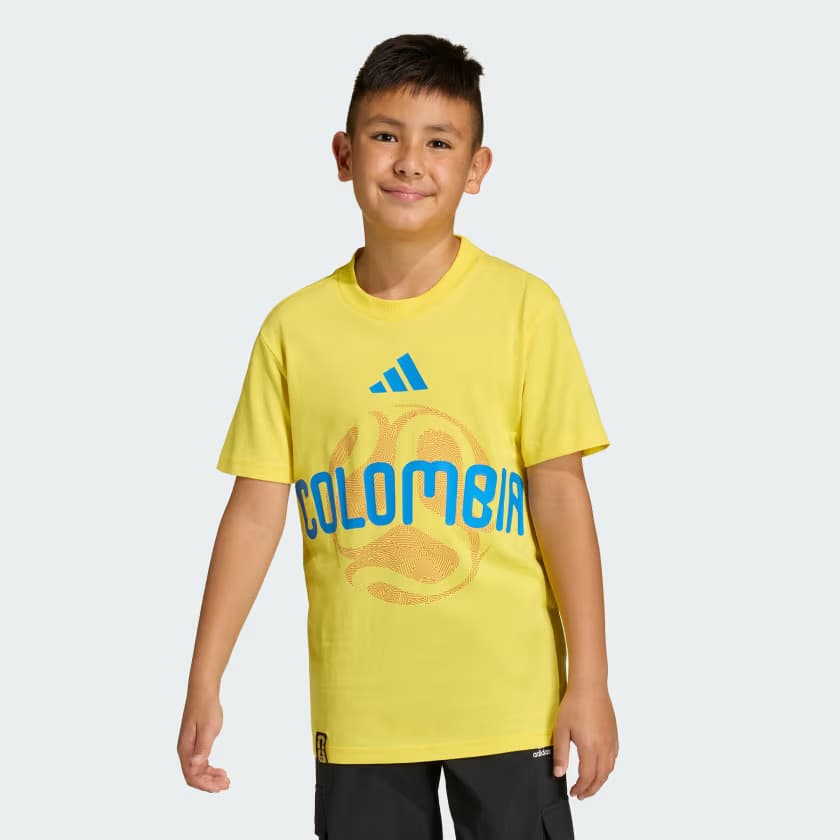adidas Kids' FIFA World Cup 26™ Colombia T-Shirt - Impact Yellow - Size M - Image 3