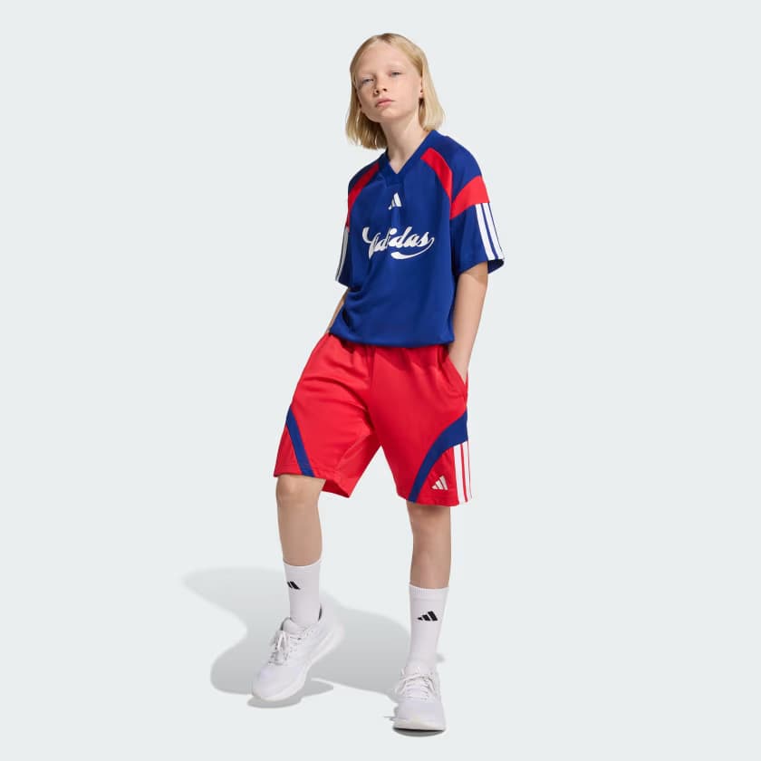 adidas Kids' House of Tiro Shorts - Pure Ruby/White/Mystery Ink - Size L - Image 5